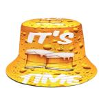 QXFHULV Printed Bucket Hat - Reversible Packable Summer Travel Beach Sun Cap for Men Women Teens (Yellow Beer)