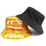 QXFHULV Printed Bucket Hat - Reversible Packable Summer Travel Beach Sun Cap for Men Women Teens (Yellow Beer)