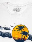 Tee Luv Men's Corona Beer T-Shirt - Retro 80s Beach Palm Tree Shirt, White, XXL
