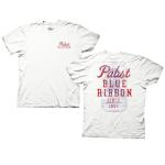 Ripple Junction Pabst Blue Ribbon Adult Brewery T-Shirt Can with Red Text Officially Licensed White Medium