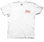 Ripple Junction Pabst Blue Ribbon Adult Brewery T-Shirt Can with Red Text Officially Licensed White Medium
