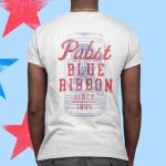 Ripple Junction Pabst Blue Ribbon Adult Brewery T-Shirt Can with Red Text Officially Licensed White Medium