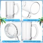 Reallnaive 10 Pcs Beer Mugs with Handles 16 Ounce Clear Glass Beer Mugs Steins German Large Heavy Cups for Tea, Coffee, Root Floats, Dishwasher and Refrigerator Safe, Durable