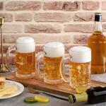 Reallnaive 10 Pcs Beer Mugs with Handles 16 Ounce Clear Glass Beer Mugs Steins German Large Heavy Cups for Tea, Coffee, Root Floats, Dishwasher and Refrigerator Safe, Durable