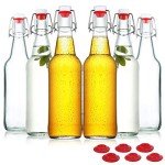 YEBODA 16 oz Clear Glass Beer Bottles - Set of 6