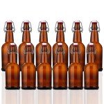 SureSave 16 Oz Amber Flip Top Beer Bottles - 12 Pack