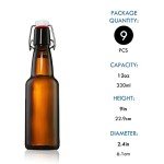 YEBODA 12 oz Amber Beer Bottles with Caps - 9 Pack