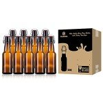 YEBODA 12 oz Amber Beer Bottles with Caps - 9 Pack