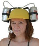 Beer and Soda Guzzler Helmet Party Hat - Yellow