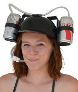 Beer Soda Guzzler Helmet Party Hat - Black