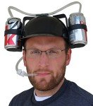 Beer Soda Guzzler Helmet Party Hat - Black