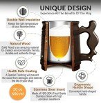 Handmade Wooden Beer Mug with Stainless Steel Cup
