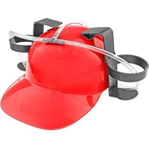 Beer Soda Guzzler Helmet Party Hat - Red