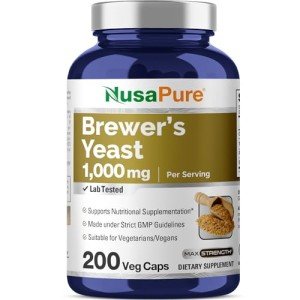 NusaPure Brewers Yeast 1000mg, 200 Veg Caps