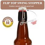 9 Amber Beer Bottles with Flip-Top Caps