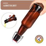 9 Amber Beer Bottles with Flip-Top Caps