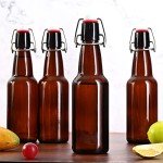 9 Amber Beer Bottles with Flip-Top Caps
