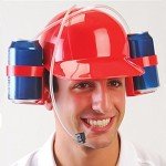 Beer Guzzler Helmet Can Holder with Straw (Red)