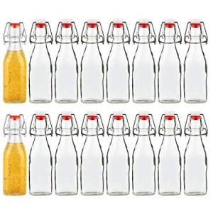 16-Pack 250ml Glass Bottles with Airtight Lids