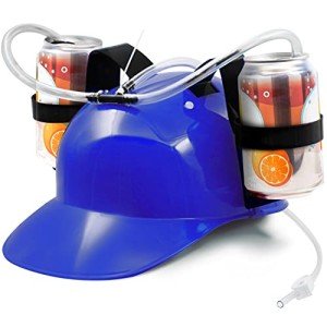 Beer Drinking Hat with Adjustable Koozie and Straw