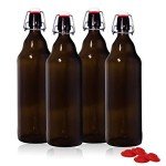 YEBODA 32 oz Amber Beer Bottles, Set of 4