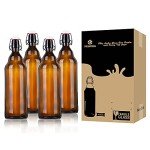 YEBODA 32 oz Amber Beer Bottles, Set of 4