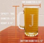 Personalized 16oz Monogram Glass Beer Mug