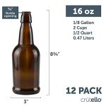 16oz Amber Flip Top Beer Bottles - 12 Pack