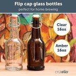 16oz Amber Flip Top Beer Bottles - 12 Pack