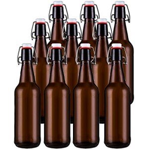 10 Pack Amber Glass Swing Top Beer Bottles