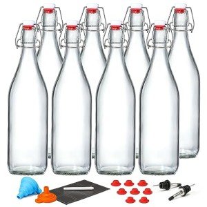 8 Pack 1L Swing Top Glass Brewing Bottles