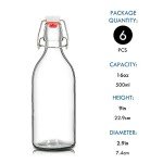 YEBODA 16oz Glass Swing Top Bottles - 6 Pack