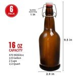 6 Pack Swing Top Amber Glass Beer Bottles