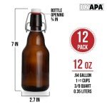 Set of 12 Amber Flip Top Beer Bottles