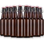 10 Pack Amber Swing Top Glass Bottles
