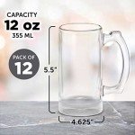 12 Libbey Beer Mugs Set - 12 oz