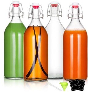 YEBODA 32oz Swing Top Glass Bottles (4 Pack)