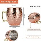 Set of 4 Hammered Copper Moscow Mule Mugs