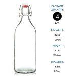 YEBODA 32oz Swing Top Glass Bottles (4 Pack)