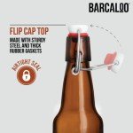 Set of 12 Flip Top Amber Beer Bottles