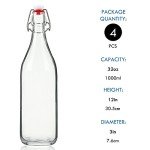 YEBODA 32 oz Clear Glass Bottles with Stoppers