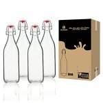 YEBODA 32 oz Clear Glass Bottles with Stoppers