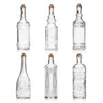 Assorted Clear Glass Bottles with Corks, 6-Pack
