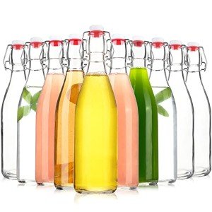 10-Pack 16oz Glass Bottles with Swing Tops