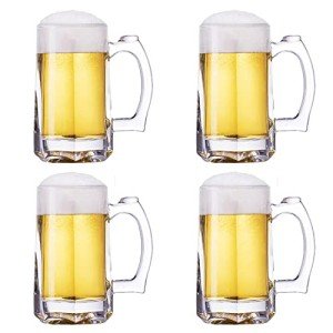 Set of 4 Heavy Beer Mugs, 12.5oz