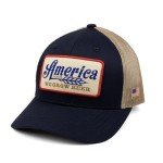 Rural Cloth America Beer Snapback Hat - Navy/Tan