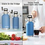 Razorri 64oz Stainless Steel Beer Growler, Double-Wall Vacuum Insulated Carbonated Keg with Professional Bar Tap and Pressurized CO2 Regulator, 0.5 Gallon, Ocean Blue