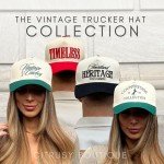 Vintage Trucker Hat | Country Cowboy Cute Preppy Retro Western Trucker Hats | Men Women Trendy Snapback | Tan Red Green Black (Vintage Cowboy | Green)