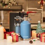 Razorri 64oz Stainless Steel Beer Growler, Double-Wall Vacuum Insulated Carbonated Keg with Professional Bar Tap and Pressurized CO2 Regulator, 0.5 Gallon, Ocean Blue