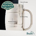 Beer Mugs - Viking Cup for Beer Enthusiasts - Beer Stein Mug for Men - Unique Barrel Design - Versatile Beer Accessories - Ideal Coffee Tumbler - 34 oz Barrel Beer Mug by Quickshot